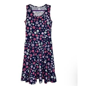 LuLaRoe Womens Dress Size 2XL Nicki Blue‎ Floral Sleeveless Tank Pockets XXL NWT